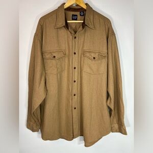 GAP Classic Wool-Blend Tan Button-Up Shirt